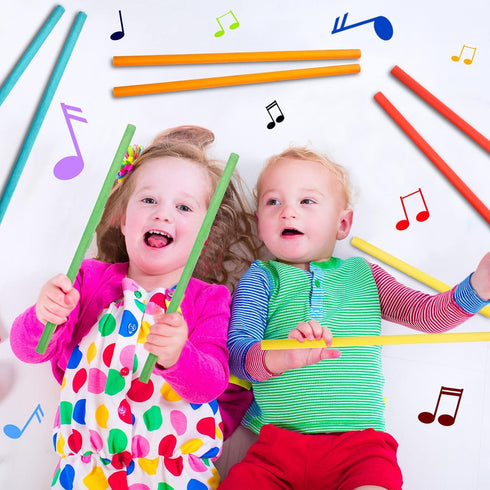 Yookeer 30 Pcs Rhythm Sticks for Kids, 5 Colors Wooden Lummi Music Toys for Classroom Play Learning