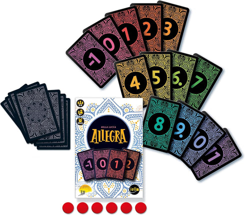 IELLO Allegra Card Game - Family Game for Ages 8+, 2-6 Players, Keep Your Score Low, 30 Min Playtime