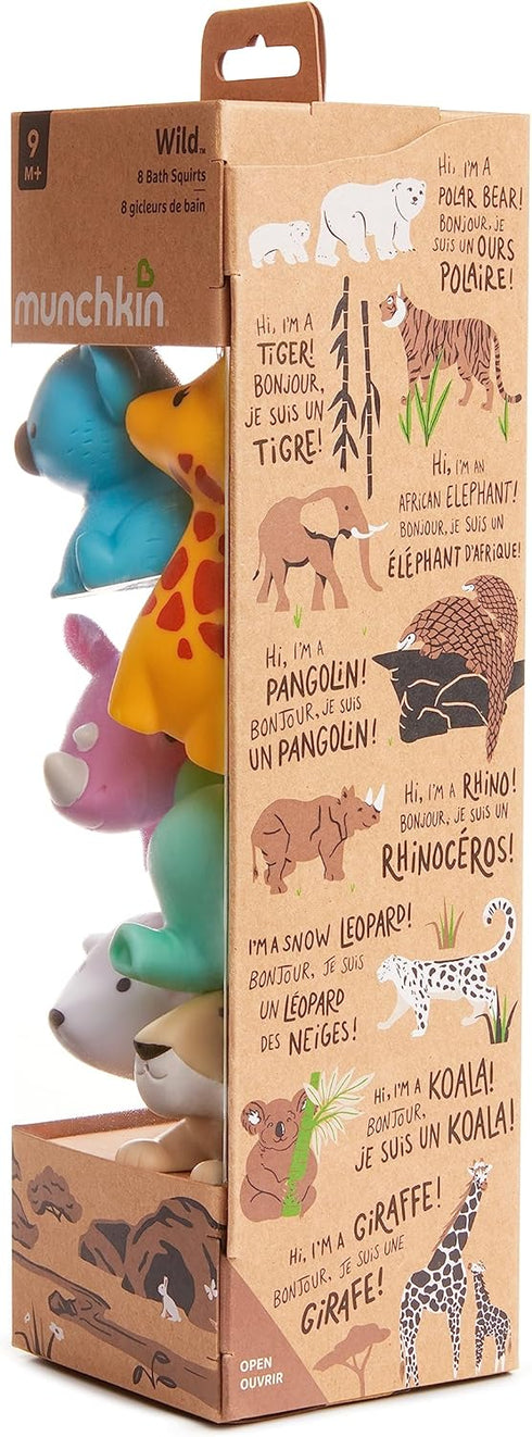 9 8 Pack Munchkin Baby Bath Toy Squirts for Babies and Toddlers Months and Up, Wild Animal Squirters