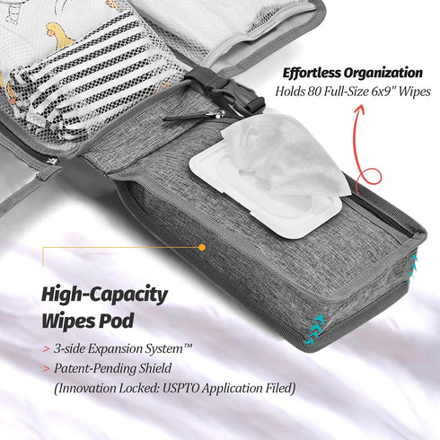PZU Portable Diaper Changing Pad - Changing Pad Portable with Wipes Pocket, Waterproof Diaper Changing Mat, Portable