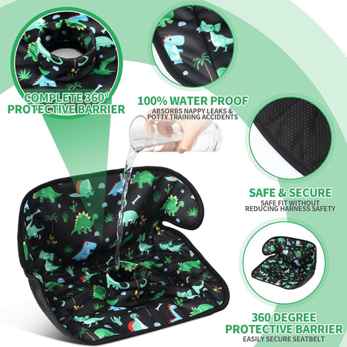 HunnmingRe 2 Pack Summer Dinosaur Car Seat Protector for Potty Training Waterproof Piddle Pad Cover from Spillages