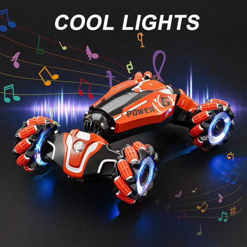 Gesture Sensing RC Stunt Car, 4WD Remote-Controlled Vehicle, Bidirectional Drifting Off-Road with Music & Lights
