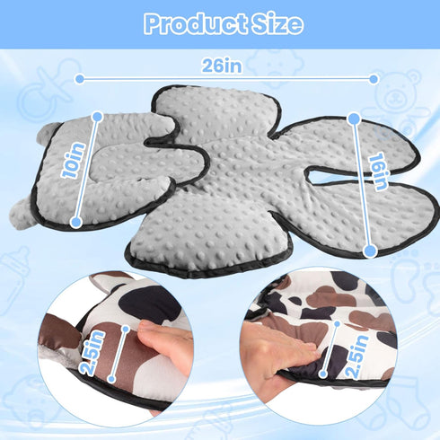 3in1 Baby Car Seat Head Body Support,Soft Breathable Infant Car Seat Insert Newborn Boy Girl,Reversible Cotton-Minnky