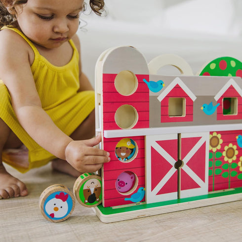 Melissa & Doug GO Tots Wooden Barnyard Tumble with 4 Disks - FSC Certified Wooden Toy