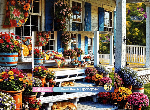 500 Springbok Front Porch Piece Jigsaw Puzzle for Adults - Colorful and Nostalgic Scene - Unique Cut Pieces - Made