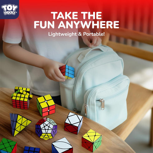 Set 10 Pack, 2x2, 3x3, 4x4 8+ STEAM Life Speed Cube Variety of Shapes & Difficulty Levels Includes Pyramid, Mirror