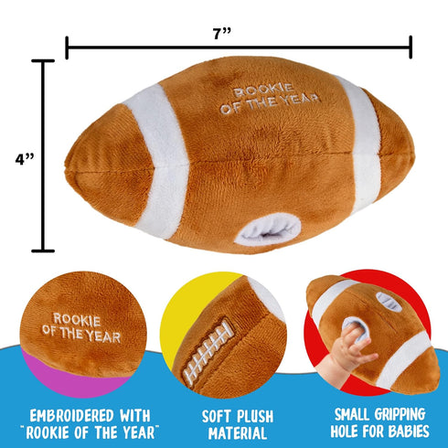 Baby Football Plush Rattle - Baby Boy Stuff for Gifts, Toddler Football Toys, Baby Rattles & Plush Rings, Engaging Learning for Boys and Girls - Ages 0-36 Months