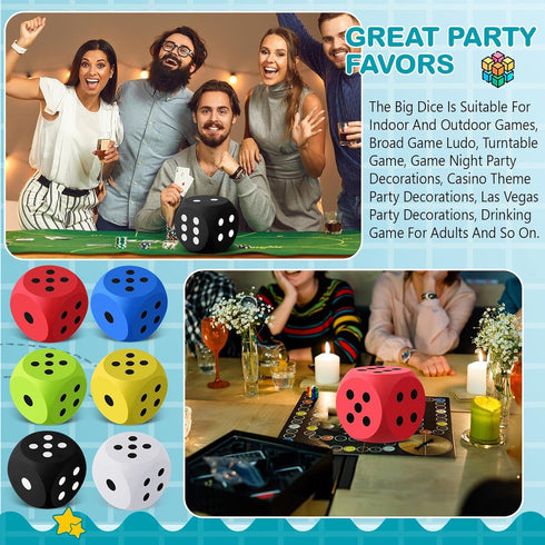 6 Inches Sessions(Multicolor,4 Shappy Foam Dice Fun Filled Large Educational Toy Kawaii Giant Dice Decorative Eva Foam