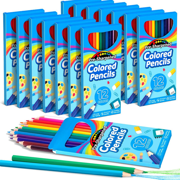 V-Opitos 168 Count Colored Pencils for Kids, 14 Pack Bulk 12 Colors