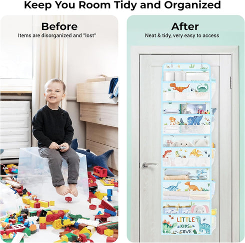 Closet 5-Tier Clastyle Dinosaur Over the Door Organizer Tree Nursery Hanging Storage Organizer for Kids Clothes Diaper