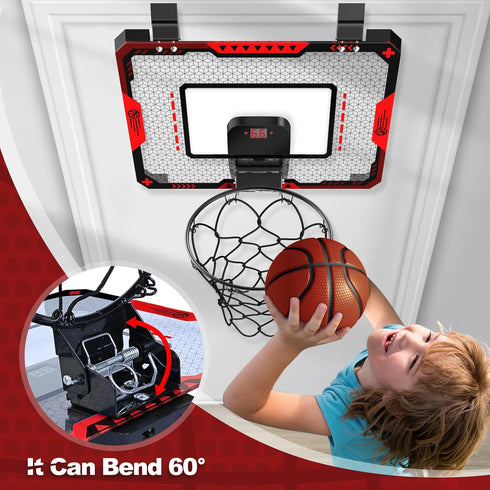 Basketball Hoop Indoor for Kids 5-10+ Years, Mini Basketball Hoop with Electronic Scoreboard Over The Door