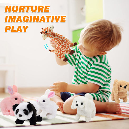 Hopearl Walking Dog Golden Retriever Interactive Electronic Pet Plush Toy Puppy with Moving Head for Toddlers