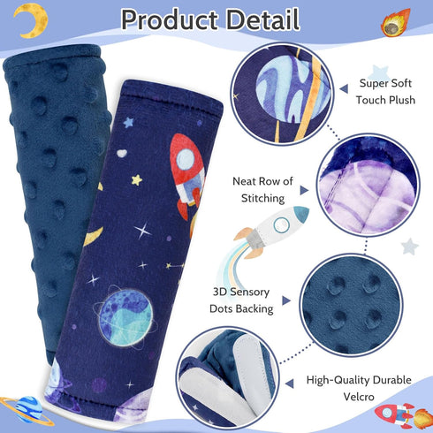 2 Pack Baby Car Seat Strap Cover Outer Space Car Seat Straps Shoulder Pads, Seat Belt Cushions Pads for Infant Car