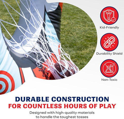 65 Preferred Toys Inflatable Football Target Net Toss Game - Double-Sided Throwing Practice Football Stuff with Mini