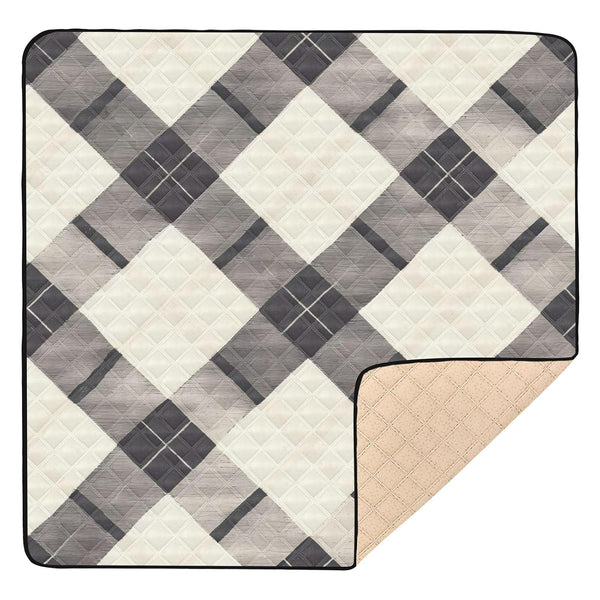 EtherSpher Black Beige Plaids Large Stylish Thick Play mat for Baby for Floor