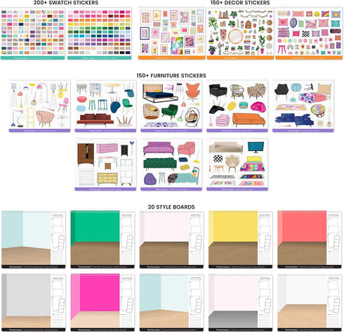 Fashion Angels Interior Design Sticker Stylist, 20 Style Boards with 14 Sticker Sheets for Kids Room Design