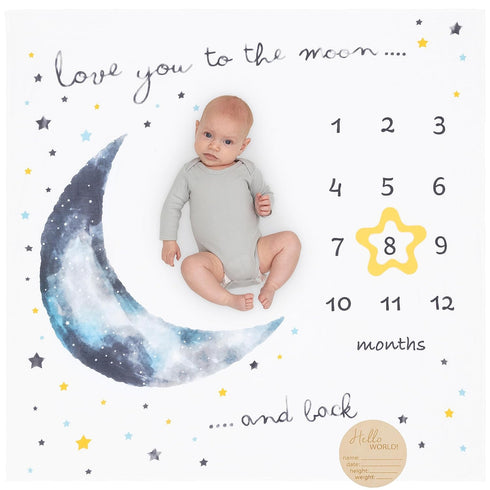 Pondering Pine Organic Baby Monthly Milestone Blanket Boy - Love You to