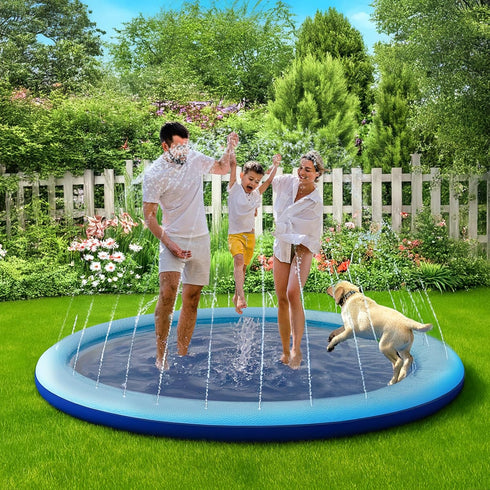 COMMOUDS 97" Summer Splash Pad for Kids and Dogs, Extra Large Sprinkler Pad Non-Slip Thicken Pool Outdoor Water Toys
