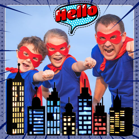 15 Pcs Hero Party Favor Boxes, Skyscraper 3D City Box Skyline Buildings, Hero Theme Centerpiece Decorations for