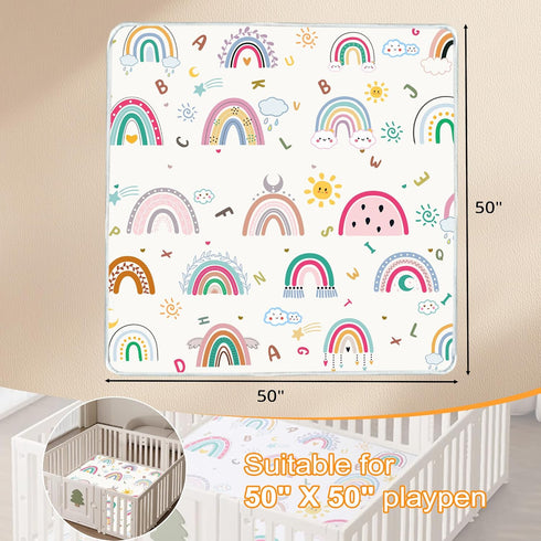 1-Inch 50" 50" Tummy Baby Play Mat, Thick Foam X Playpen Mat,Waterproof & Non - Slip Playmat for Baby Play on Floor