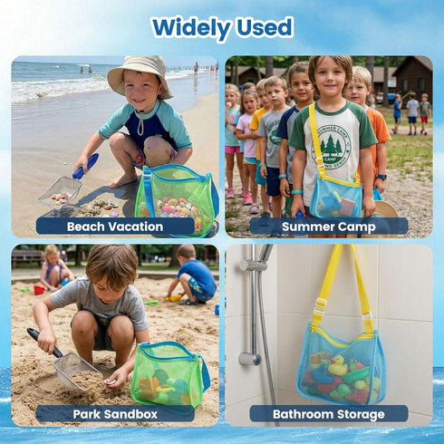 3 2 Pack otters Beach Mesh Shovel with Mesh Beach Bag for Shell Collecting, Sand Sifters Shell Collect Bag for Kids
