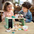 medoga 3-in-1 Counter 28 3 4 5 6 Wooden Ice Cream Toy, Ice Cream with Coffee Maker PCS Toddler Pretend Play Kitchen