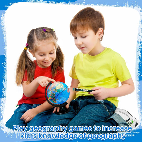 12 Pieces World Globe with Stand - 4.6 Inches Educational Geographic Globe for Kids, Classroom Desk Decor, Blue