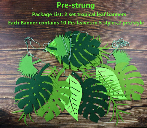 Tropical Leaf Banner, Hawaii Luau Party Leaves Garland, Summer Beach Theme Wedding Birthday Party Decor (2)