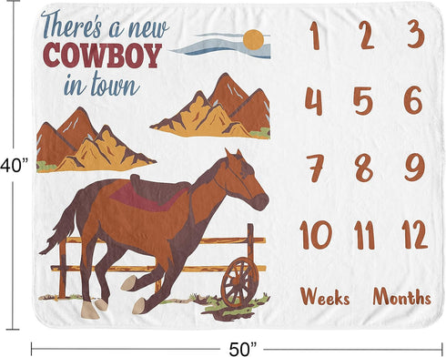 Country Sweet Jojo Designs Wild West Cowboy Boy Milestone Blanket Monthly Newborn First Year Growth Mat Baby Shower