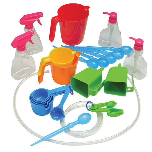 Constructive Playthings Measure and Pour Water Play Kit - 34-Piece Educational Toy for Kids 3 Years and Older