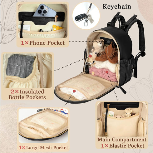 Backpack Backpack 11 2 miss fong Small Diaper Bag Mini Diaper Bag Mini with Pockets Baby Diaper Bag with Hand Sanitizer