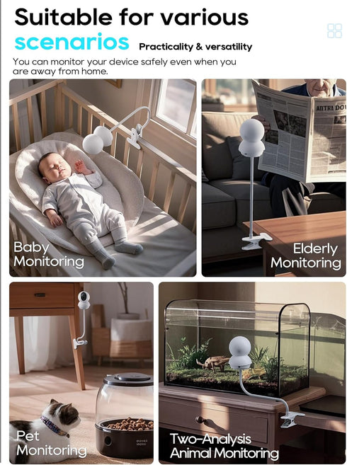 SAPESEHE Baby Monitor Mount - Universal Adjustable Baby Camera Clip Mount for Nanit, Hello Baby, Nanit Pro, Kasa & Most