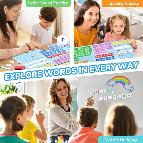 265 Set JoyCat Phonics Magnetic Letter Tiles- Hooked on Phonics, ABC Reading Games with Word-Building Folder & Storage