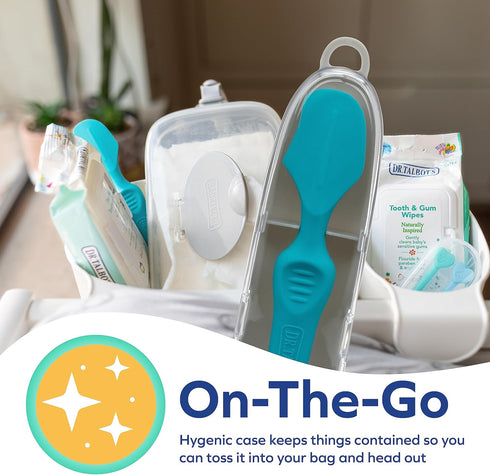 Dr. Talbot's Diaper Cream Soft Silicone Brush with Suction Base & Hygienic Case, Aqua, Full Size