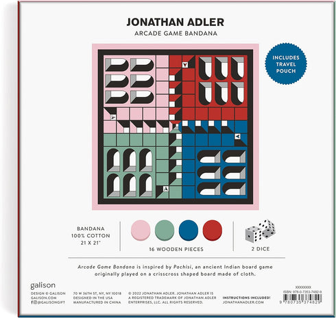 Galison Jonathan Adler Arcade Classic Bandana Game - Includes 16 Wooden Pieces, 2 Dice, Instructions