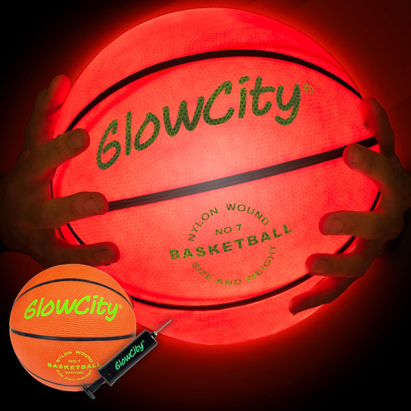 GlowCity Glow in The Dark Basketball for Teen Boys - Light Up LED Toy for Night Ball Games, Great Gift for Kids