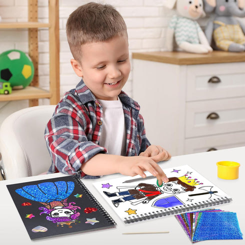 Art & Craft Activity, Foil Fun Dress Up DIY Art Kits, No Mess Creative Foil Art Kits Set for Kids Birthday Gifts