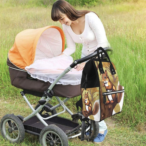 KHIRY Backpack Mummy Backpack Diaper Bag Nappy Baby Bag Squirrel Animal Multifunction Changing Bags for Travel
