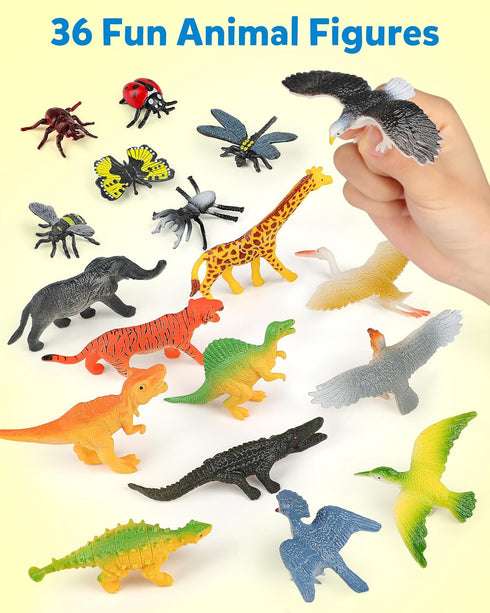 Playset, 3 4 5 Coogam Sorting Toys for Toddles, Animals Figures Dinosaurs Birds Insects Cognition Matching Game Fine