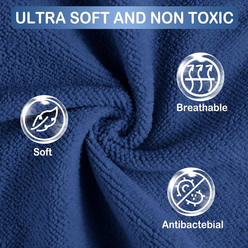24Pack 9''x 9''Blue softan Baby Washcloths, Baby Wash Cloths Extra Soft & Ultra Absorbent, Baby Towels Face Towel