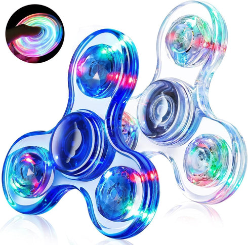 Fidget Spinner 2 Pack, Light up Sensory Fidget Toys Adults Kids 4-8-12