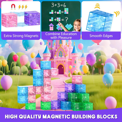 35PCS 3 4 5 6 7 8 Magnetic Blocks Travel, Mini Magnetic Blocks for Toddlers, STEM Building Cubes with Portable Iron