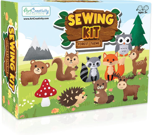 Set 12 4-12 Kids Woodland Animal Felt Sewing Kit, Educational Kids/Girls Crafts, Stuffed Animal Craft with Characters
