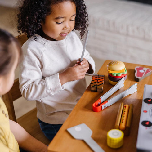 Set 3+ Melissa & Doug Grill and Serve BBQ with Pretend Play Toy Food & Kids Play Kitchen Accessories, Preschool