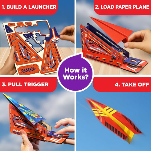 6+ 6-7-8-9-10-11-12 50 Doctor Jupiter Paper Airplane Book Kit, Crafts for Kids Ages | Birthday Gift Ideas for Year Old