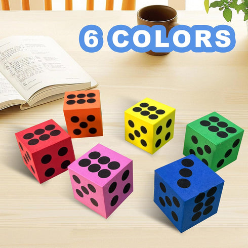 6 48 EVA Foam Dices, Colorful Dot Foam Dice for Kids, Building Toys,Educational Toys, Party Supplies, Colors, Pcs