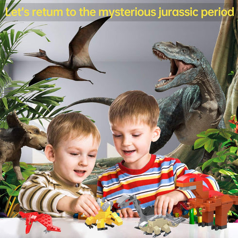 auryee 12PCS Sets 6+ Pre Filled Easter Eggs Dinosaurs Party Favors Party Supplies Building Blocks Mini Animal