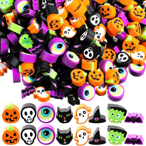 Libima 400 Pcs Halloween Erasers Bulk, Cute Ghost Zombie Skull Cat Bat Animal Erasers for Party Decoration Supplies