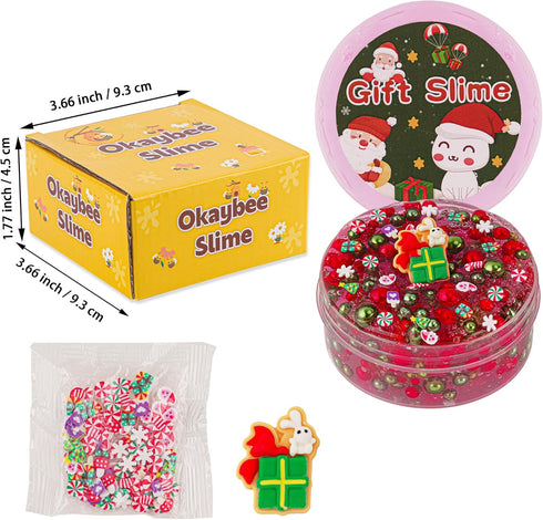 Green & Red Pearl Bead Slime, Good Stretchy & Non-Sticky Crunchy Slime, Slimes Party Favors for Kids, Slimes Sensory