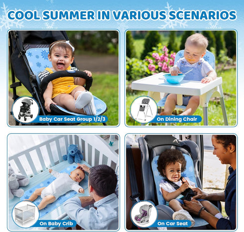 Summer Orzbow Reversible Stroller Cooling Pad | Solid-Gel Baby Cooling Pad for Stroller, High Chair, Bassinet, Crib |